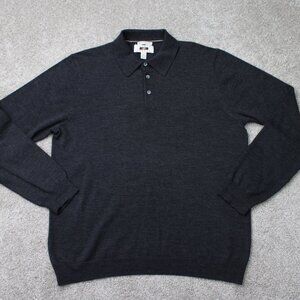 Joseph Abboud Polo Shirt Mens 2XL XXL Black Extra Fine Merino Wool L/S Pullover
